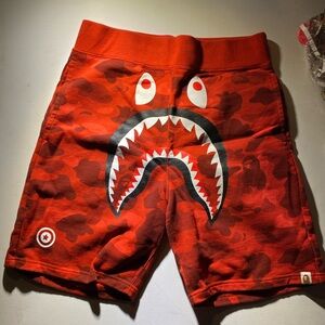Bape red camo shorts size L